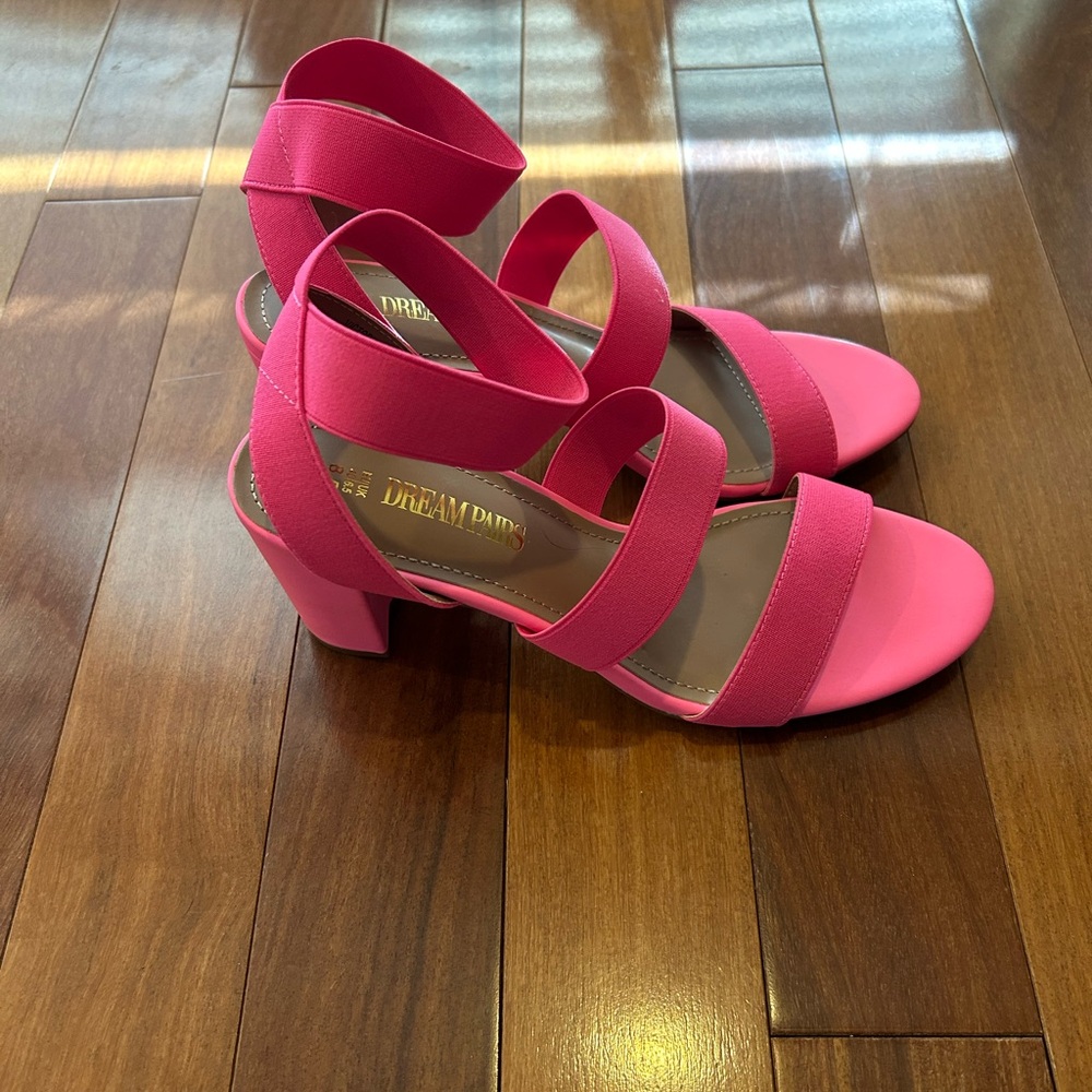DREAM PAIRS Barbie Pink Elastic Chunky Strap Sandals size 8.5 - Picture 2 of 6
